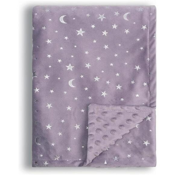 Baby blanket soft minky fleece star moon print 30x40 toddler stroller crib throw - Picture 7 of 7